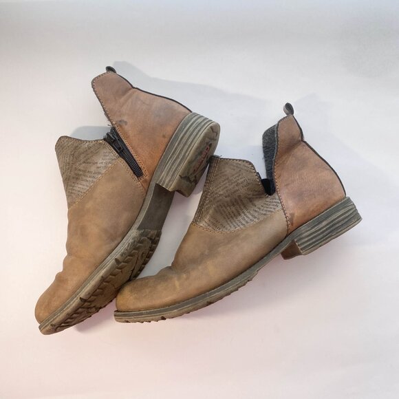 Rieker Ankle Booties Womens US 9 EU 40 Leather Wool Lined Side Zip - Picture 3 of 5